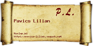 Pavics Lilian névjegykártya